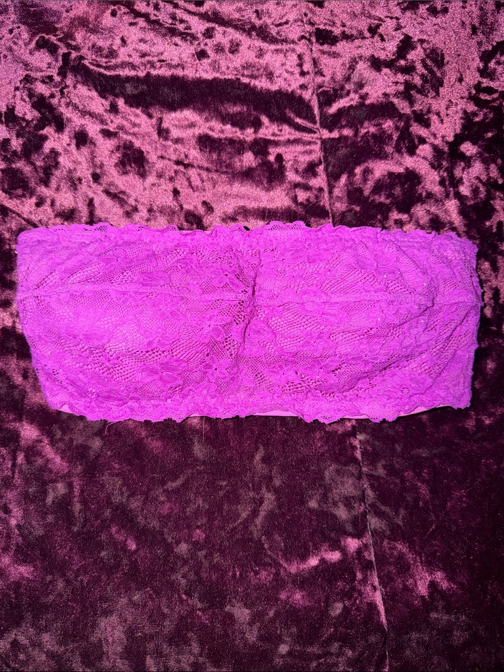 Strapless Lace Bandeau Bra - Fuchsia Pink